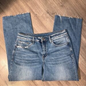 Flying Monkey Cropped Straight Leg Jeans Distressed Raw Hem – Size 29